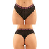 Vibes Sexy Bitch Buddy Pack 2 Pc. Cheeky Lace Panty & Strappy Thong L/xl Black/pink