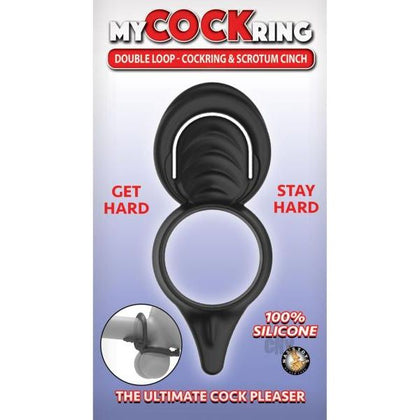 My Cockring Double Loop Cockring & Scrotum Cinch Black