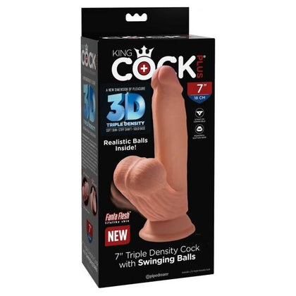 King Cock Plus 7 In. Triple Density Cock With Swinging Balls Tan