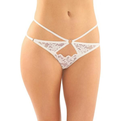 Jasmine Strappy Lace Thong With Front Keyhole Cutout 6-pack S/m White