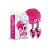 Nixie Metal Butt Plug Set Pom Pom And Jewel-inlaid Metallic Pink