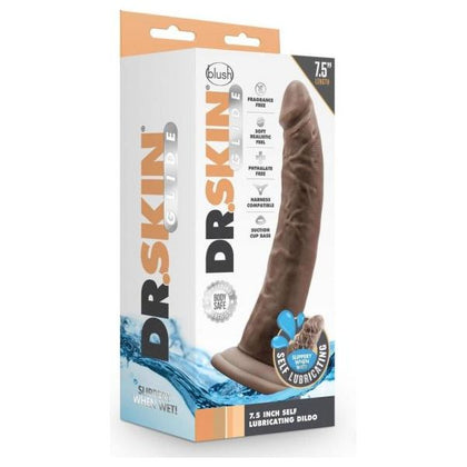 Dr. Skin Glide Self-lubricating Dildo 7.5 In. Chocolate