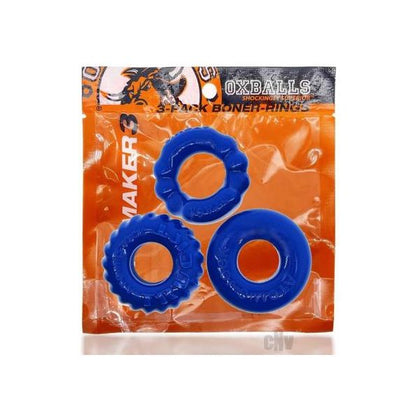 Oxballs Bonemaker 3-pack Boner Cockring Kit Flextpr Pool Blue