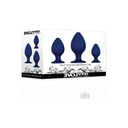 Evolved Get Your Groove On Butt Plug Set Of 3 Silicone Blue