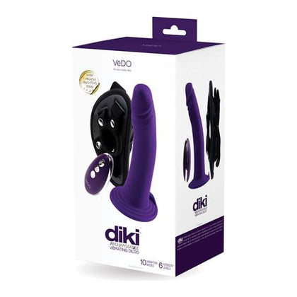 Vedo Diki Rechargeable Vibrating Dildo With Harness Deep Purple