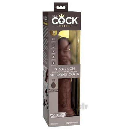 King Cock Elite Vibrating Silicone Dual-density Cock With Remote 9 In. Brown