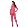 Dreamgirl Long-sleeved Fishnet Bodystocking With Open Crotch Neon Pink Queen