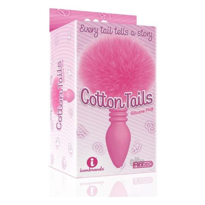 The 9's Cottontails Silicone Bunny Tail Butt Plug Ribbed Pink