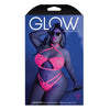 Glow Lights Off Lace Halter Bralette & Cage Panty Neon Pink Qs