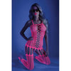 Glow Hypnotic Criss-cross Paneled Bodystocking Neon Pink Os