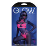 Glow Lights Off Lace Halter Bralette & Cage Panty Neon Pink M/l