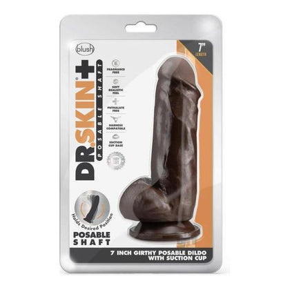 Dr. Skin Plus Girthy Posable Dildo With Balls 7 In. Chocolate