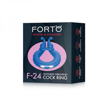 Forto F-24: Silicone Textured Vibrating Cock Ring Blue