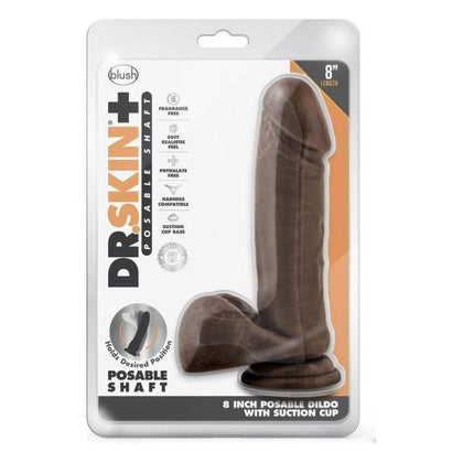 Dr. Skin Plus Posable Dildo With Balls 8 In. Chocolate