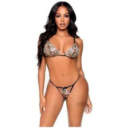 Embroider Floral Bra/gstring 2pc Md Blk