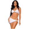 Rhinestone Bra Gstring Sarong 3pc Md Wht