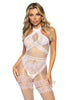 Seamless Net Halter Bodystocking Os Wht