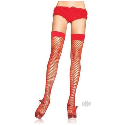 Lycra Indust Fishnet Thigh Hi Os Red