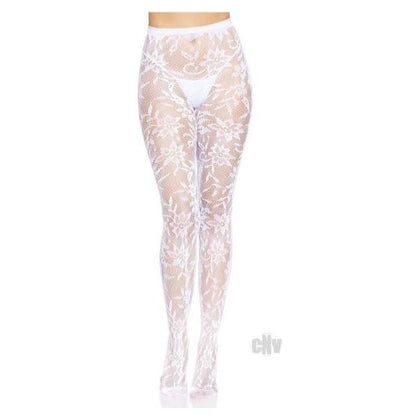 Seamless Chantilly Floral Tights Os Wht