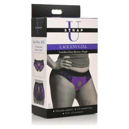 Strap U Lace Envy Crotchless 2xl Purple