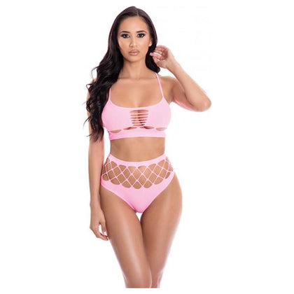 Pink Lipstick Neon Dreams Bra & High Waist Thong Pink O/s