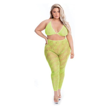 Pink Lipstick All About Leaf Bra & Leggings Green Qn