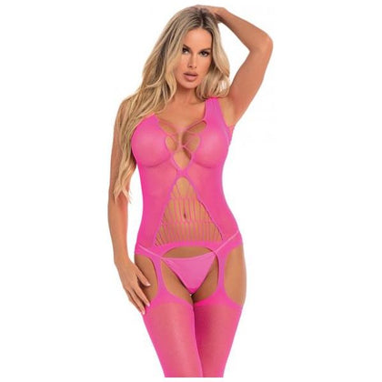 Flight Risk Sheer Bodystocking Pink O/S