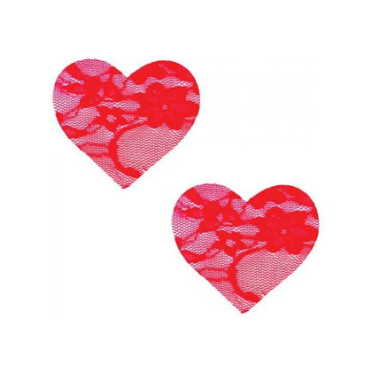 Neva Nude Lace Heart Pasties - Red O/s