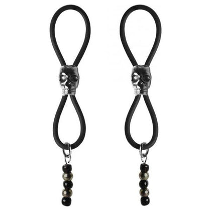 Bijoux De Nip Nipple Halos Black Skull Slider Black Silver