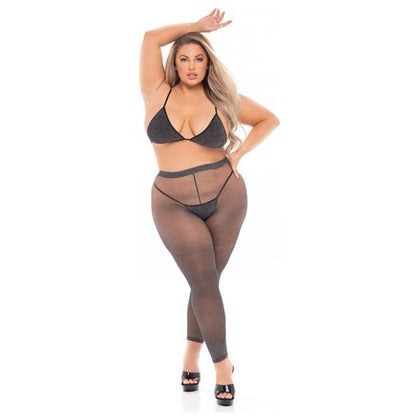 Pink Lipstick Tall Order Bra Top & Leggings Black Qn