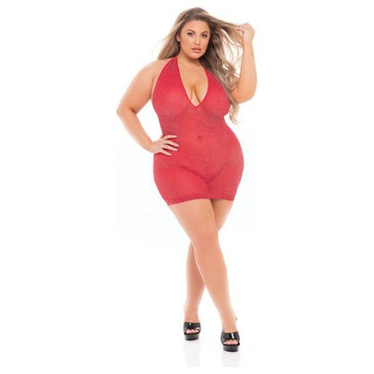 Pink Lipstick Love Bite Plunge Halter Dress (fits Up To 3x) Red Qn