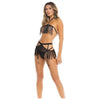 Rene Rofe Rassel Tassle Bra, Skirt & G-string Black S/m