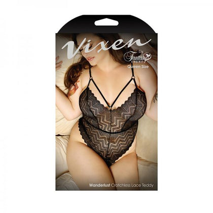 Vixen Wanderlust Crotchless Lace Teddy Black Queen