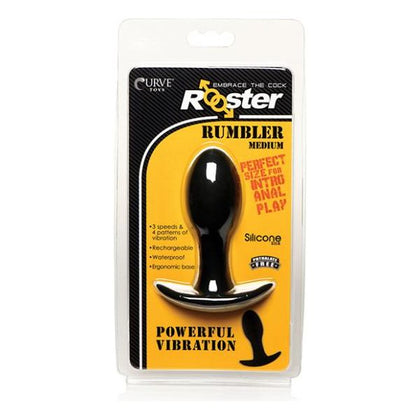 Curve Toys Rooster Rumbler Vibrating Silicone Anal Plug Medium - Black