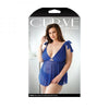 Curve Zara Mesh Babydoll With Shoulder Ties & Matching Panty 1x/2x Blue