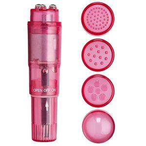 Cloud 9 Novelties Mini Massager Pocket Rocket Pink & 4 Attachments