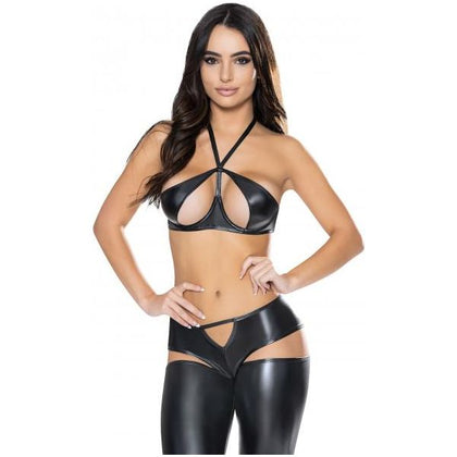 Magic Silk Liquid Onyx Halter Bra & Cutout Pants Black Queen