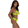 Magic Silk Strap Tease Bra & Crotchless Panty Set Yellow L/xl