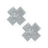 Neva Nude Cross Crystal Jewel Reusable Silicone Nipple Pasties - Clear O/s
