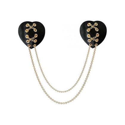 Neva Nude Two Heart Chained Pasties - Black O/s