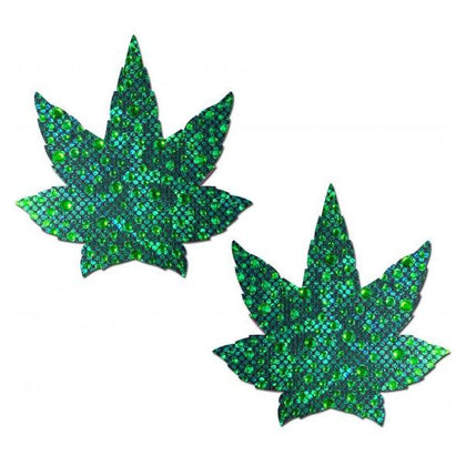 Pastease Indica Pot Leaf Crystal Green Weed Nipple Pasties