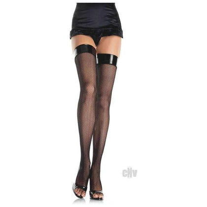 Fishnet Stocking W/ Vinyl Top Os Black