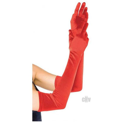 Extra Long Satin Gloves Os Red