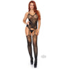 Lace Jacquard Suspender Body Os Black