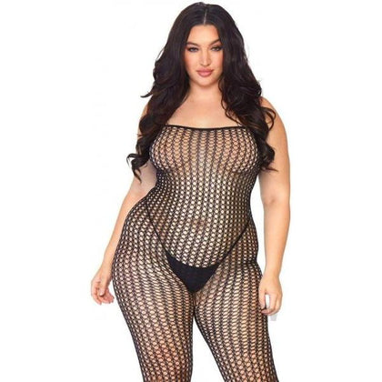 Seamless Crochet Bodystocking Plus Black