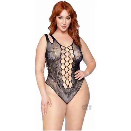 Seamless Bodysuit Cut Bottom 1x/2x Blk