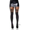 Spandex Cross Hose W/thigh Accent Os Blk