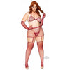 Rhinestone Garter/bikini 5pc 1x-2x Burg