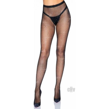 Rhinestone Crotchless Tights Os Blk