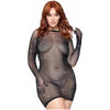 Rhinestone Fishnet Mini Dress 1x/2x Blk